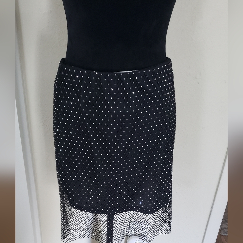 Elegant Black Diamond Like Emblellished Skirt